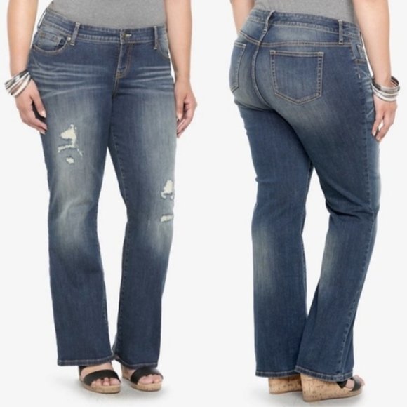Torrid Relaxed Boot Cut Distressed Jeans